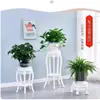 Suporte de Flores Plástico Multi-Camadas Suporte para Vasos de Plantas Verdes Estilo Chinês Antigo Sala de Estar Varanda Interior Suporte de Armazenamento de Chão