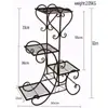 Estante para Flores de Múltiples Niveles para Interior Hogar Balcón Estante de Almacenamiento Hierro Sala de Estar Ahorrador de Espacio Maceta de Piso