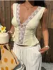 2026 Nuevo Estilo de Verano Chaleco Francés de Encaje sin Mangas con Cuello en V y Efecto Adelgazante que Ceñe la Cintura