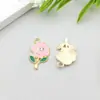1 novo pingente de flor de cerejeira margarida de liga rosa em formato de gota de óleo pingente acessórios para pulseira colar diy
