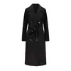 Blazer Longo Feminino Lã Dupla Face Outono/Inverno 2026 com Gola de Terno, Cor Sólida, Caimento Solto, Emagrecimento, Estilo para o Trabalho, Dupla Face, Casaco 100% Lã