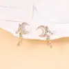 Brincos de Franja Combinados de Lua e Estrela Elegantes Populares Estilo Coreano Exquisitos Modernos Mais Vendidos para Mulheres