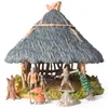 Juguetes de Casa Pequeña Transfronterizos para Niños, Juego de Imitación, Cabaña Realista de Paja de Granja, Decoraciones de Escena de Mesa de Arena de Paisaje Micro