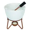 Venda Quente Transfronteiriça Conjunto Personalizado de Fondue de Chocolate Caneca de Cerâmica para Fondue Fogareiro para Derreter Chocolate Atacado