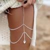 Corrente de perna com pingente de gota d'água europeia e americana tendência multicamadas decoração de perna com strass corrente de corpo com strass Amazon mais vendidos corrente