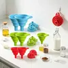Funil Dobrável de Silicone de Grau Alimentar Pequeno Telescópico Resistente a Alta Temperatura Cozinha Vazamento de Óleo Conjunto de Funis de Silicone Acessórios