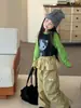 Camiseta de Manga Raglán Estilo Coreano para Niñas Yuyu Princess Otoño Nueva Estampado de Dibujos Animados Holgada de Manga Larga Camiseta Básica