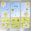 Pegatinas de Pared Estilo Bohemio Flor de Margarita Abejita Linda de Dibujos Animados Pegatinas de PVC Autoadhesivas Decoración de Pared de Dormitorio