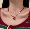 Corrente de Clavícula Dupla Camada Estilo Borboleta Super Fada com Diamantes Brilhantes, Pingentes de Gota D'água, Colar de Cereja e Corrente de Pescoço Multicamadas com Cruz