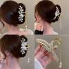Nuevo Pasador de Pelo con Borla de Orquídea y Carrillón de Viento con Pedrería, Pinza de Tiburón de Alto Valor para Celebridades de Internet para la Parte Posterior de la Cabeza, Accesorio de Pelo Grande Elegante
