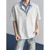 Camisa polo de dos piezas con media cremallera Cleanfit de manga corta para hombre, estilo universitario americano de verano, camiseta de manga corta