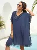 Vestido Sexy Sin Espalda con Flecos y Costuras de Ganchillo a Mano para Mujer, Holgado con Abertura, Protección Solar, Blusa de Playa 3012