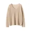 Suéter de cachemir tejido para mujer Moro de seda y cachemir, manga larga, cuello corazón de seda, 7 agujas, hilo simple, una línea, listo para usar, sin costuras, jersey de cachemir