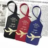 Etiqueta de equipaje de cuero PU engrosada de doble cara transfronteriza Estampado en caliente Etiqueta de equipaje de avión Etiqueta de equipaje de cuero Pase de abordar