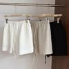 Shorts de Linho L~P Emagrecedor e que Aumenta a Altura Clássico Elástico Cintura Alta Linha A de Linho Perna Larga para Mulheres Y0625M