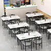 Mesa de comedor comercial de imitación mármol de lujo ligero, mesa de comedor rectangular, montada en la pared, adecuada para apartamentos de alquiler, restaurantes, fondas y juegos de muebles de comedor