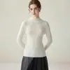 Suéter de una sola pieza 100% cachemira para mujer, cuello semi-alto, suéter de punto ajustado, estilo otoño e invierno