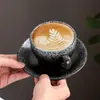 Taza de Café de Gres Retro Japonesa con Platillo Taza para Cappuccino Espresso Latte Italiana Taza de Café Elegante para Arte Latte