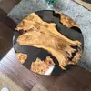 Mesa Río de Madera Maciza de Nogal y Resina para Uso Doméstico, Tablero Redondo de Mesa para Café y Ocio, Mesa de Café Pequeña Creativa para Hotel y Oficina