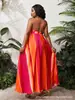 Nuevo vestido sexy sin tirantes, sin espalda y sin mangas de estilo europeo y americano en colores cálidos