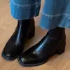 Botines de tacón alto de piel de vaca súper suaves para mujer, nuevo estilo otoño e invierno 2026, botas estilo Martin de punta cuadrada, botines gruesos de tacón bajo estilo francés para petite