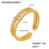 Anillo Ajustable de Acero de Titanio con Circonita 3A de Doble Capa Abierto de Fundición Ultrafina Decoración de Mano Personalizada Moda Transfronteriza Francesa INS