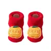 Calcetines para Bebé Jingqi Otoño e Invierno Bebé Rojo Año Nuevo Antideslizantes Suela Suave Calcetines de Piso Niños Espesos Cálidos Calcetines para Niños Pequeños