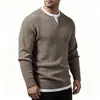 Suéter de punto grueso con cuello Henley para hombre, diseño de dos piezas falso, top de punto de manga larga, estilo casual europeo y americano, jersey grueso para hombre