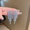 Brincos de Corrente Longa com Garras Exageradas Elegantes de Prata S925 com Strass para Mulheres Brincos com Franjas de Diamante Colorido Europeus e Americanos Brincos da Moda