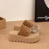 Sandalias Retro Cómodas de Pedrería con Diseño de Fuegos Artificiales Slip-On para Mujer Verano 2026 Nuevas Sandalias de Tira Única con Suela Gruesa