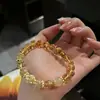 Pulseira de Citrino Natural com Contas de Quartzo Rutilado Dourado, Pedra Olho de Tigre, Luxo Leve, Sensação de Alto Padrão, Contas, Design de Nicho, Feito à Mão