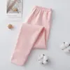 Pijama para niños, algodón suave, conjunto de ropa interior cálida para adolescentes, capa base de algodón puro para niñas pequeñas, top y pantalón de otoño
