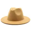 Sombrero de Fieltro Grueso de Color Sólido Transfronterizo para Hombres y Mujeres Otoño e Invierno Sombrero de Jazz Retro Sombrero de Copa de Lana Europeo y Americano de Borde Plano de 7 cm para Adultos
