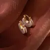 Pendientes de Acetato Blanco Doble Cara en Forma de U, Lujo Accesible, Pendientes de Moda y Versátiles, Exquisitos y de Gama Alta, Pendientes Sencillos de Nicho