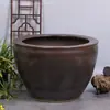Cerámica Olla Grande Pecera de Peces Dorados Estilo Antiguo Olla Grande de Loto Tanque de Agua Grande de Patio Olla con Asa