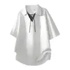 Nueva camiseta polo casual de verano estilo coreano, nicho, patchwork, cordones, cuello en V, imitación de dos piezas para hombre, versátil y moderna, de manga corta