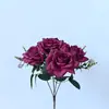 Rosas Simuladas 5 Cabezas Rosas Rizadas Set de Decoración para Fotos de Boda Accesorios para el Hogar Flores Simuladas Rosas Falsas