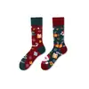 Calcetines de Moda Originales Asimétricos Estilo AB para Mujer Calcetines de Algodón de Verano Zhejiang Arte de Dibujos Animados Personalizado Calcetines de Algodón de Tubo Medio para Hombres y Mujeres