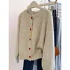 Chaqueta Suéter de Punto de Color Contrastante con Corazón, de Botones, Rejuvenecedor, para Mujer en Otoño e Invierno, Estilo Perezoso, Suave, de Tacto Ceroso, Cárdigan de Manga Raglán