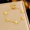 Moda Estilo Coreano Diario Simple Flor de Margarita Chapada en Oro Colgante Cadena de Joyería de Acero Inoxidable Pulsera