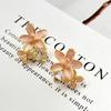 Pendientes de Circonita con Flor Rosa de Diseño Fresco Estilo Japonés y Coreano Lujo Ligero Goteo de Aceite Pendientes de Oro Verdadero 18K Chapado en Cobre Joyería