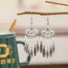 Joyas Daisy Estilo Indio Diseño Tachonado de Diamantes Pendientes Largos Pendientes de Hoja Pendientes para Mujer Estilo Étnico Clásico de Yunnan