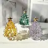 Árbol de Navidad Pequeño de Vidrio Personalizado Estilo Ins, Adorno de Vidrio Giratorio con Detalles Dorados y Brillantina para un Ambiente Festivo de Mesa, Regalo