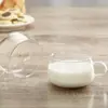 Taza de vidrio para oficina y hogar transfronteriza con asa, taza de leche, taza de té de flores para jugo espesada, taza de agua, taza de café, redonda