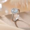 Anillo Yilu Plata Aguamarina Natural Plata de Ley S925 Incrustado Ovalado Facetado Super Brillante Moda Lujo Ligero Ventas Directas de Fábrica