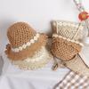 Ins Sombrero de Paja Tejido a Mano de Margarita para Niños, Sombrero de Paja Lindo para Sombra de Mujer, Bolso Cruzado