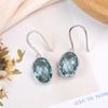S925 brincos de cristal azul prata atacado brincos de cristal azul sintéticos de corte oval geométrico simples femininos moda all-match
