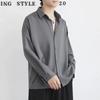 Camisa Preta de Manga Longa Masculina Primavera e Verão Solta Alta Qualidade Dagging Faggot Bonito Casual Masculina Camisa de Seda Gelada Jaqueta Masculina