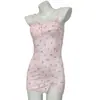 Conjunto de Camisola Sexy Estilo Francés con Cordones, Escote en V Profundo, Parches de Encaje y Espalda Descubierta con Diseño Floral