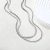 Popular Europea y Americana Cadena para Clavícula Doble Capa Apilada Cadena Doble Retorcida Acero Inoxidable Chapado en Oro de 18K Collar Versátil con Cadena Venta al por Mayor